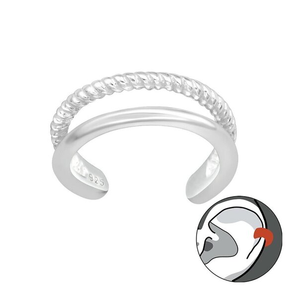 Sterling Silver Two Band Ear Cuff - Picture 1 of 7